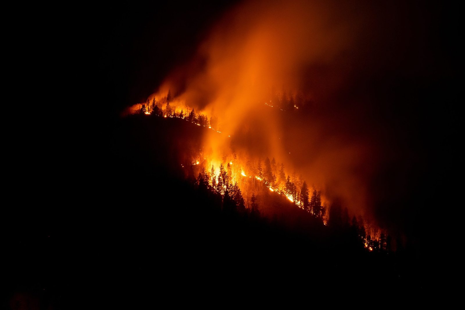 Wildfire on a hilltop
